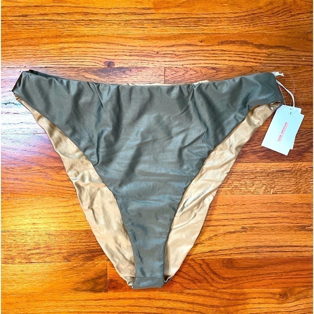 Good American Green‎ Gold Swim Bottom High Shine Size 6 3XL